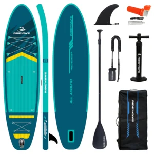 Deska SUP RIDEWAVE  ALL AROUND 320 (10'6), uniwersalna, turkusowy / żółty