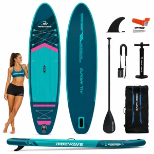 Deska SUP RIDEWAVE ALL AROUND 320 (10'6), uniwersalne, ciemnoturkusowy / różowy