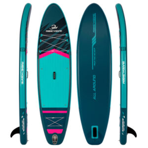 Deska SUP RIDEWAVE ALL AROUND 350 (11'5) uniwersalne + SIEDZISKO KAJAK, ciemnoturkusowy / różowy