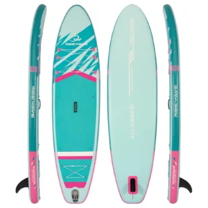 Deska SUP RIDEWAVE ALL AROUND 350 (11'5), uniwersalne, jasnoturkusowy / różowy