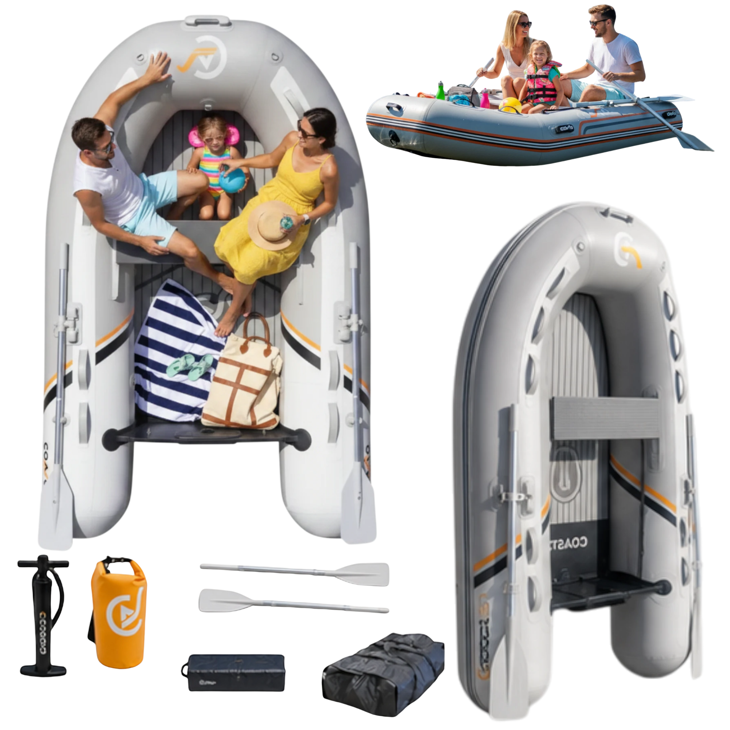 Ponton COASTO DS 248 Premium, łódź motorowa pompowana, szary